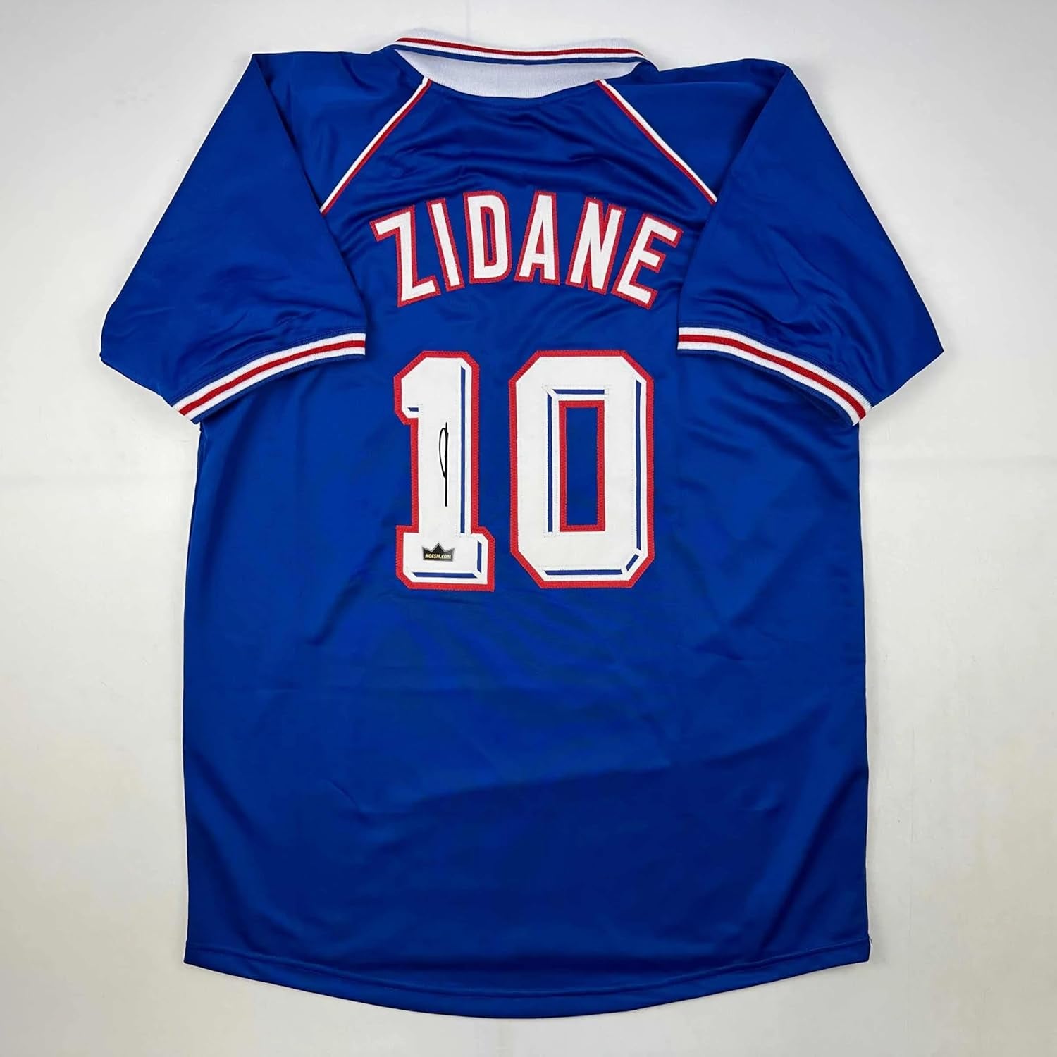Facsimile Autographed Zinedine Zidane France Blue World Cup Reprint Laser Auto Soccer Jersey Size Men'S XL