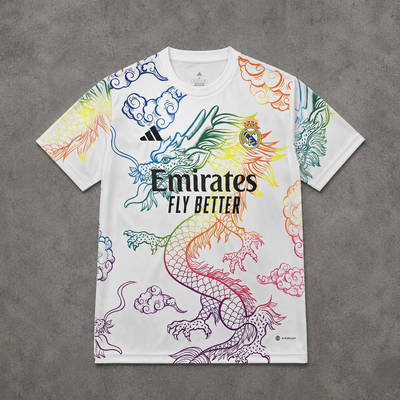 REAL MADRID WHITE MULTI-COLOUR DRAGON SPECIAL JERSEY