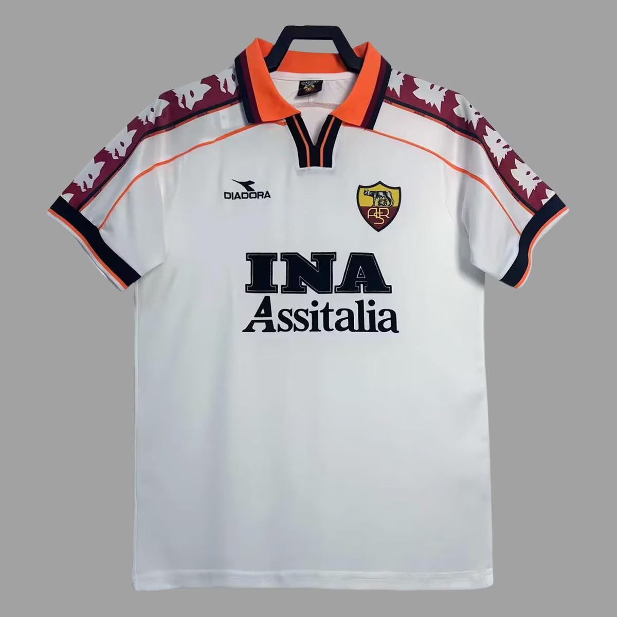 Jersey Soccer Retro Colletion Roma City 98 White Italy Fans Soccer Edition